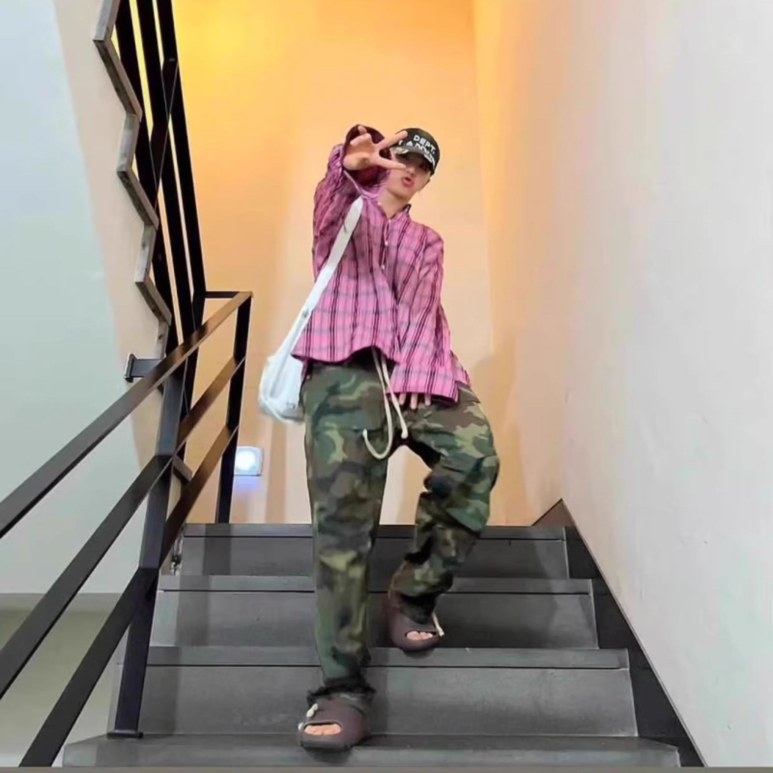 Pink Plaid Shirt Jacket-Hoshi Seventeen