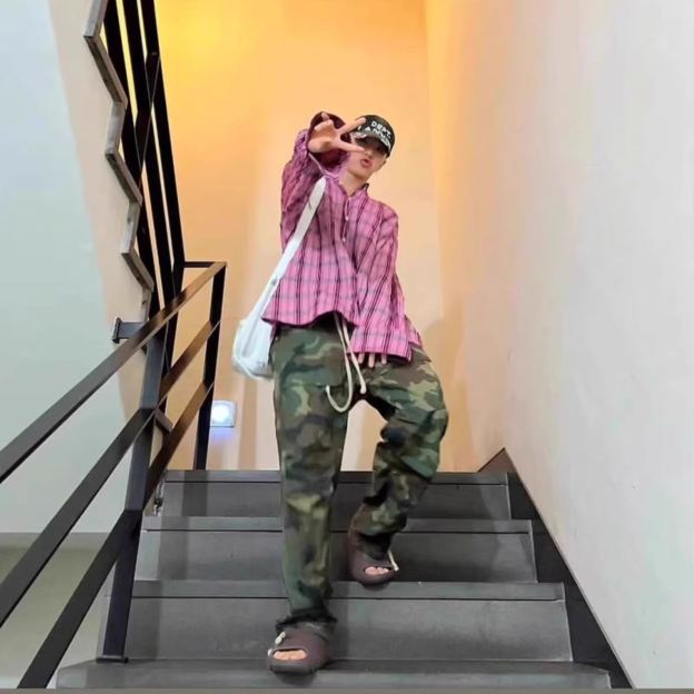 Pink Plaid Shirt Jacket-Hoshi Seventeen