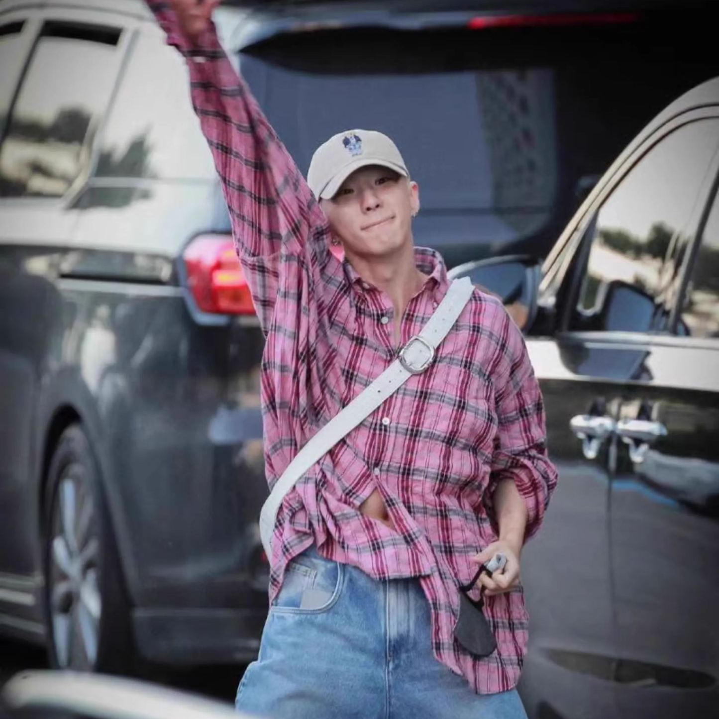 Pink Plaid Shirt Jacket-Hoshi Seventeen