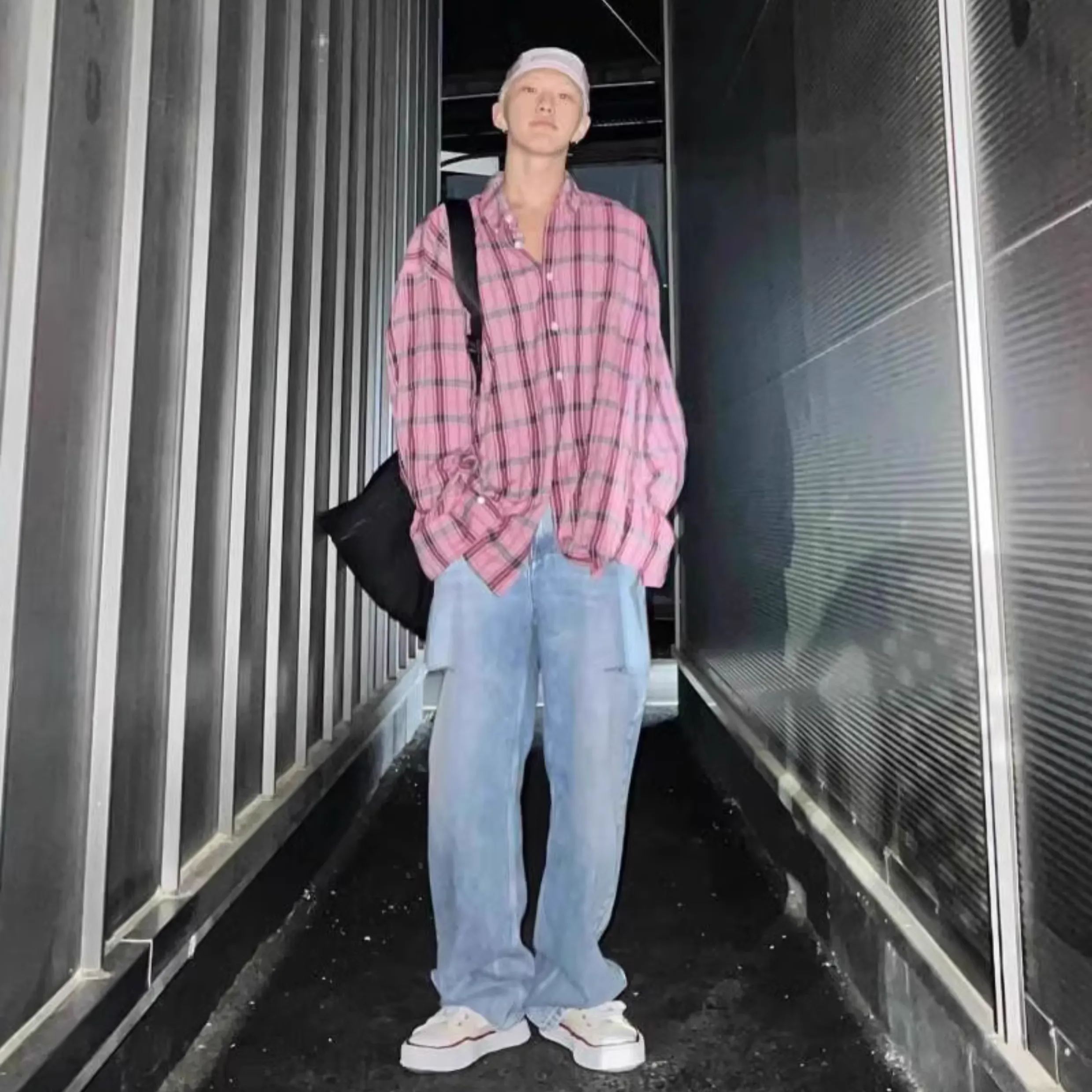 Pink Plaid Shirt Jacket-Hoshi Seventeen