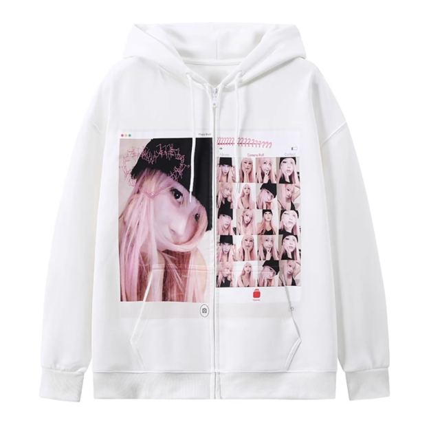 Giselle White Zipper Hooded Jacket-Aespa Giselle