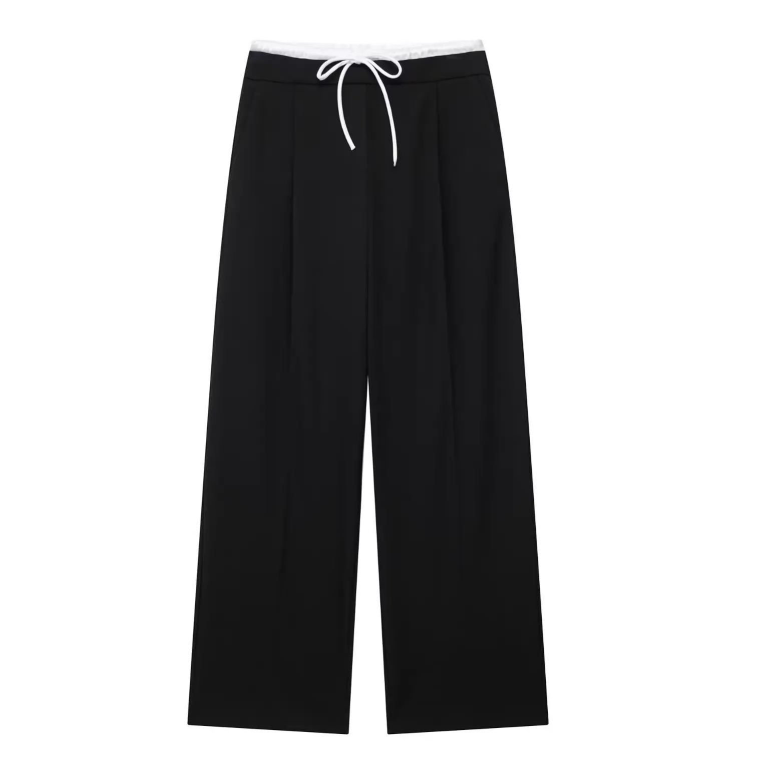 White Waist Drawstring Straight Leg Pants-Aespa Winter