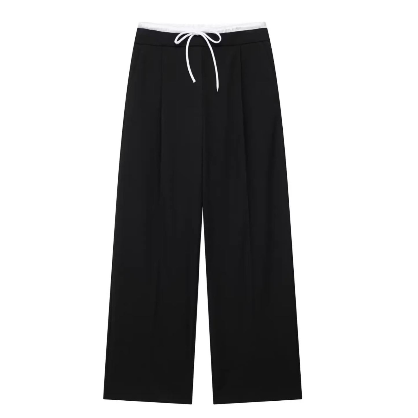 White Waist Drawstring Straight Leg Pants-Aespa Winter
