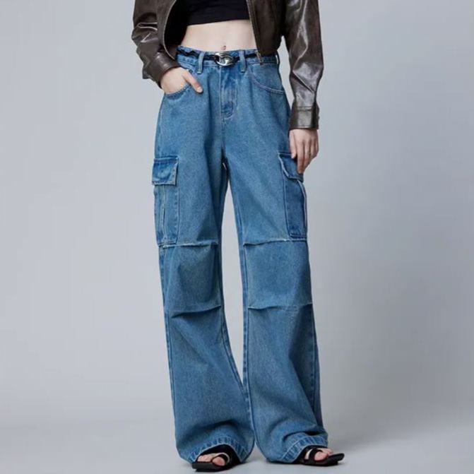 Multi-pocket baggy jeans-Blackpink Jennie