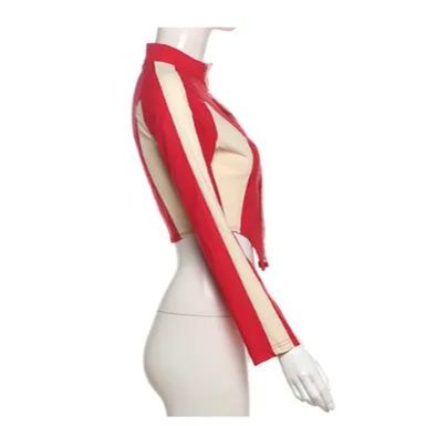 Colorblcoked Zipper Jacket Mini Skirt Set-Blackpink Jennie