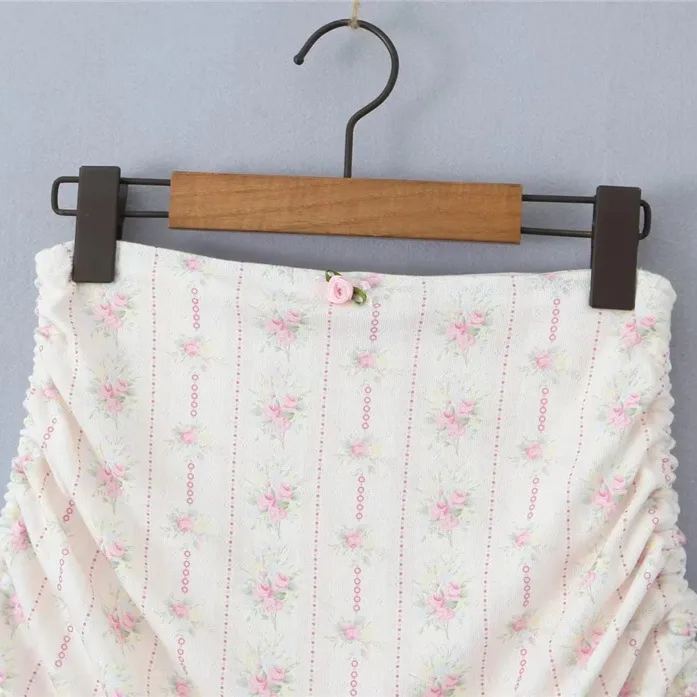 Floral Camisole Top Pleated Hip Wrap Skirt Set-Outfitidea For Blinks BLACKPINK-Inspired Fashion