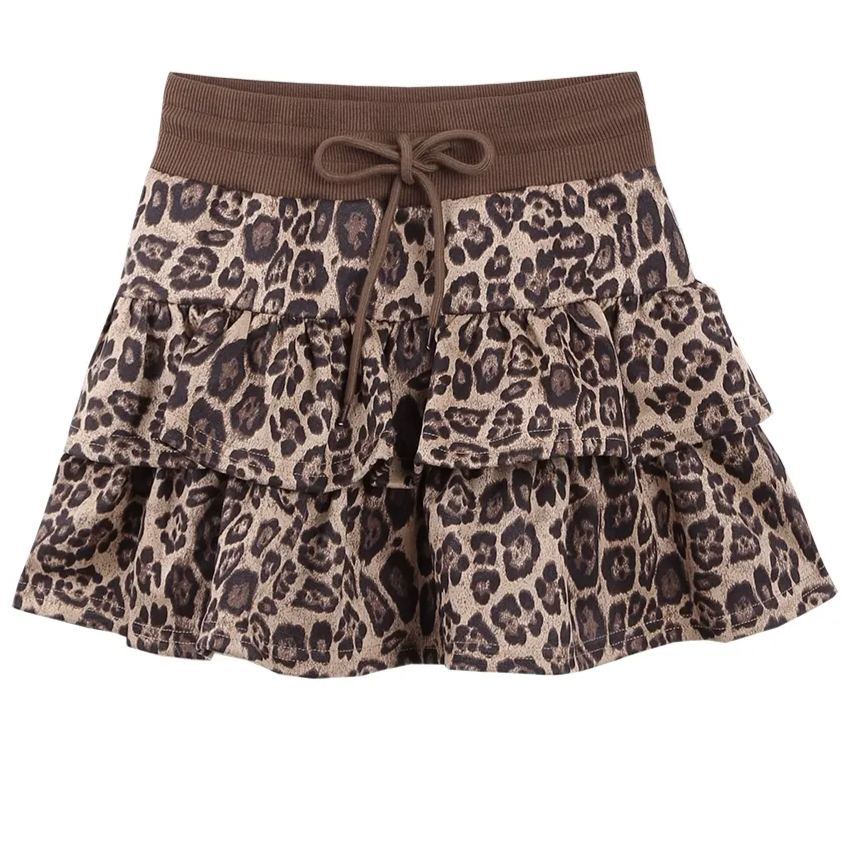 Leopard Ruffled Mini Skirt-Rei IVE
