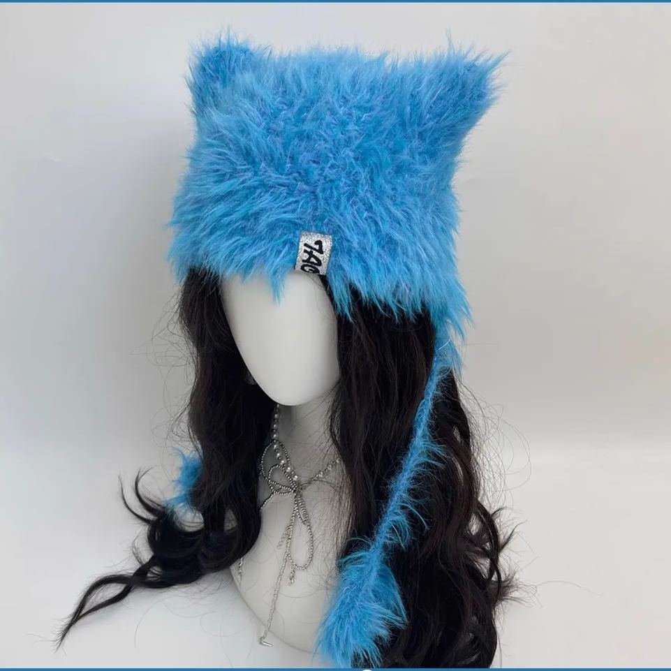 Felix-Straykids-Blue Star Cat Ear Knit Hat