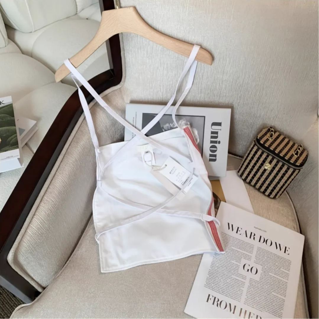 Blackpink Jennie White Backless Strap Camisole