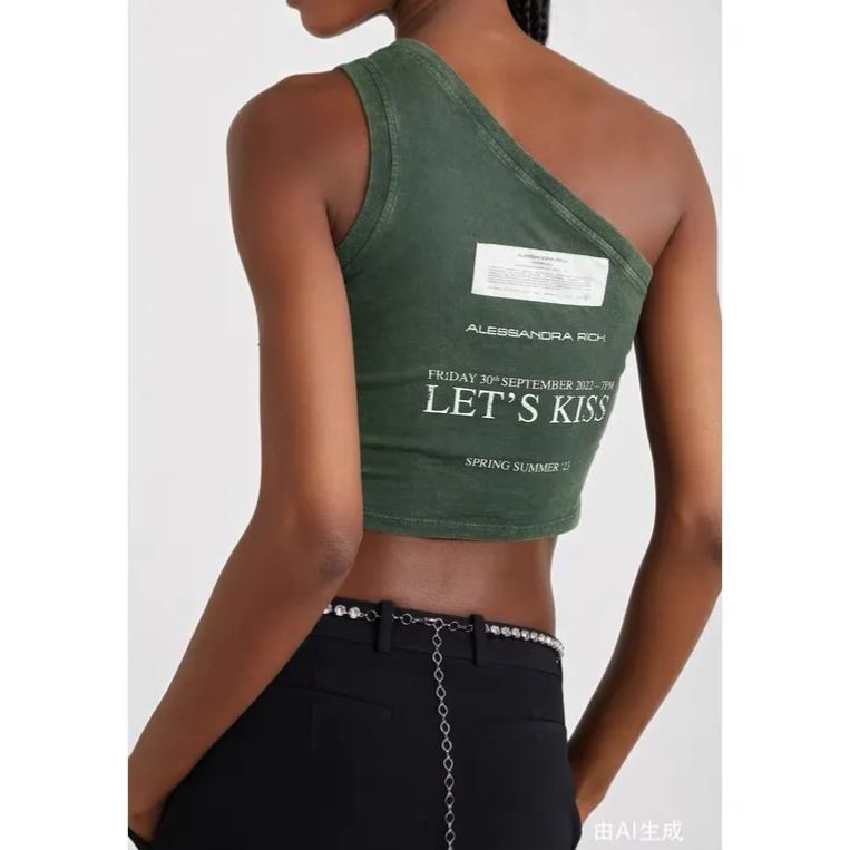 Aespa Karina & Lesserafim Kazuha Asymmetric Off-Shoulder Rose Rhinestone Vest