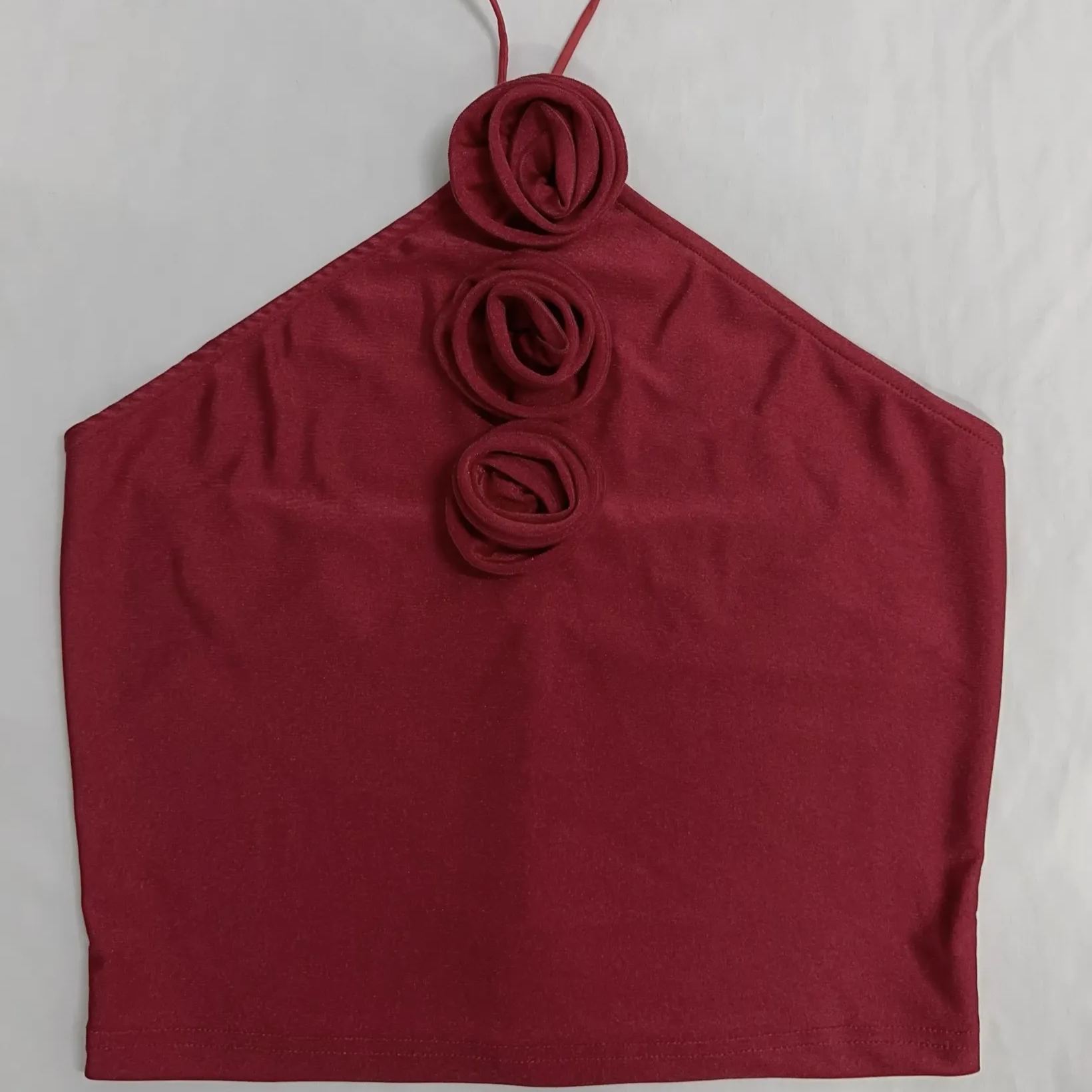 ITZY Yuna Red Floral Halter Straps Top