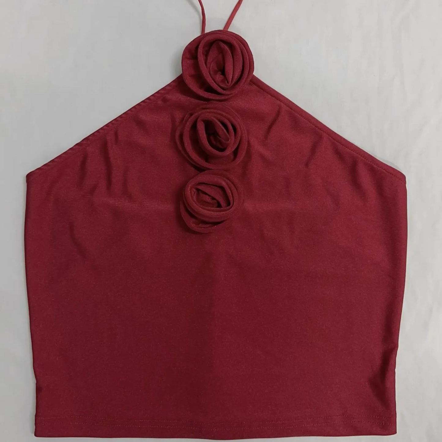 ITZY Yuna Red Floral Halter Straps Top