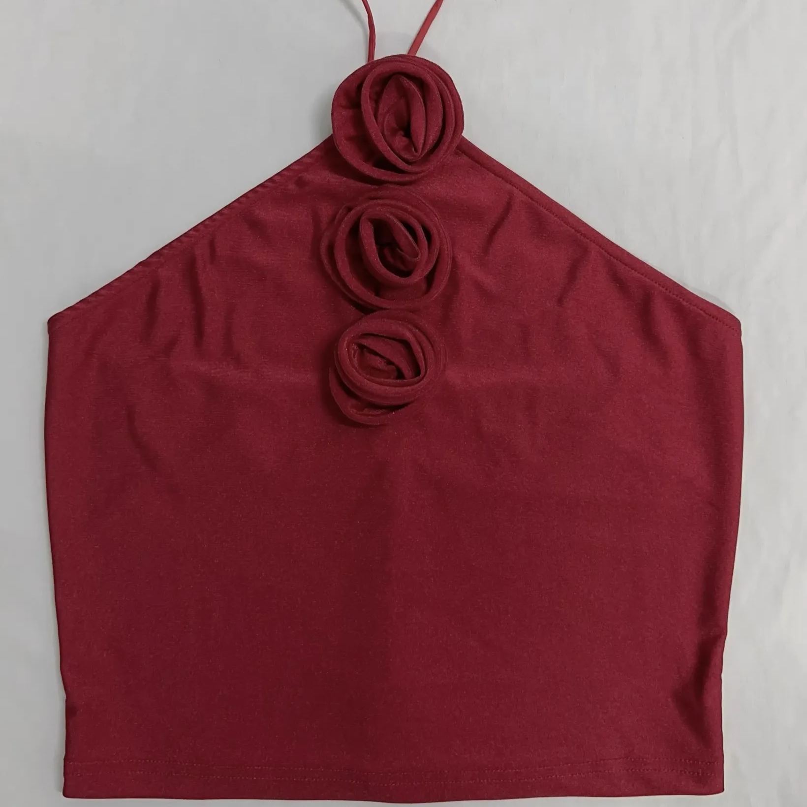 ITZY Yuna Red Floral Halter Straps Top