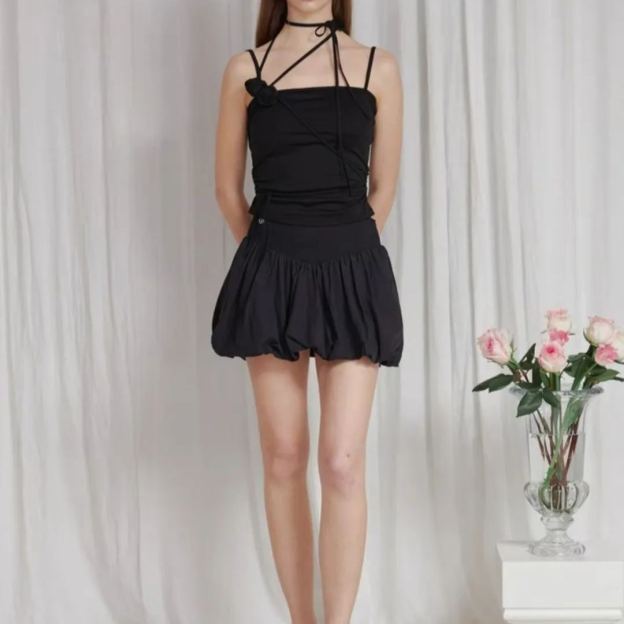 Gidle Minnie Rose Lace up Sheath Top