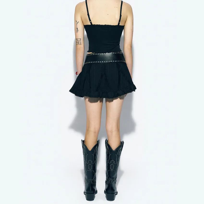 Gidle Minnie Bow Lace Mini Skirt