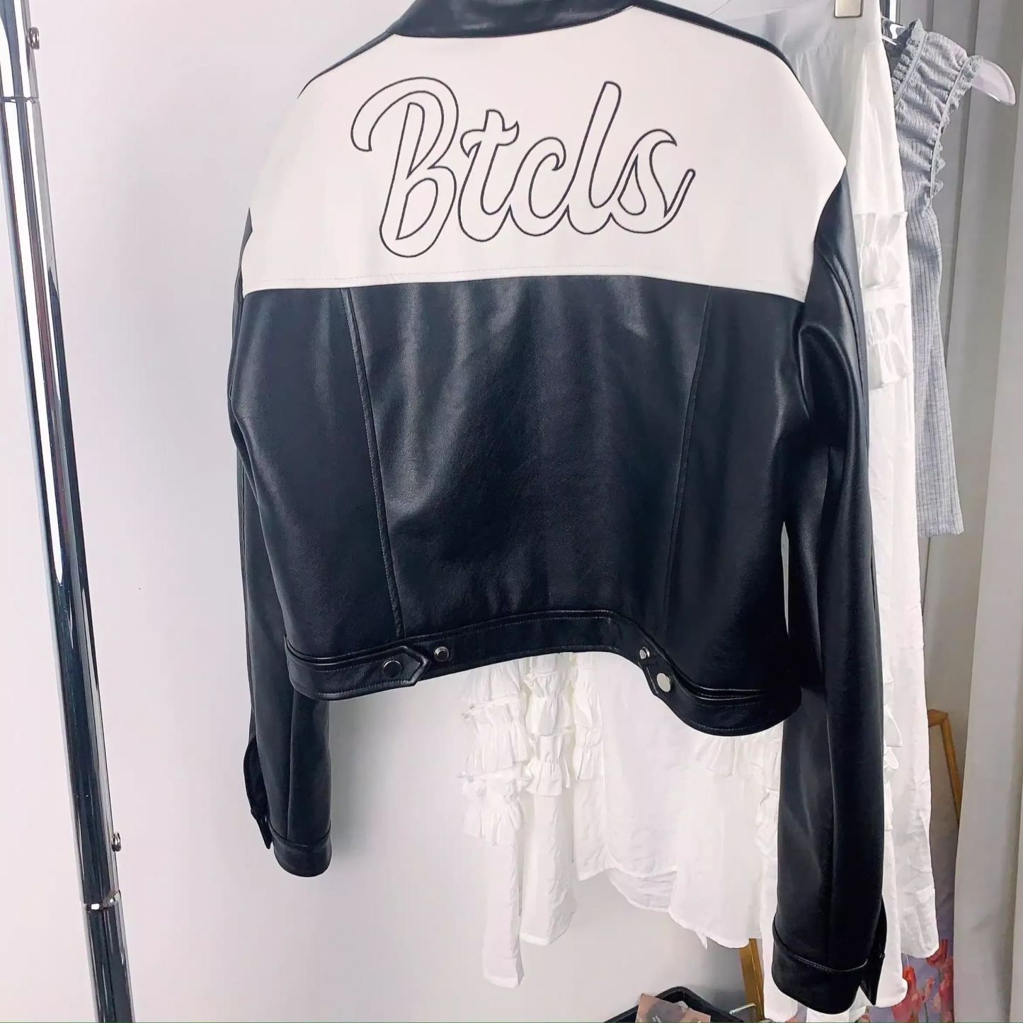 Blackpink Jennie & Aespa Giselle Inspired Black Patchwork Leather Jacket