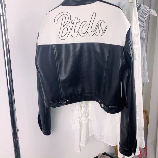 Blackpink Jennie & Aespa Giselle Inspired Black Patchwork Leather Jacket