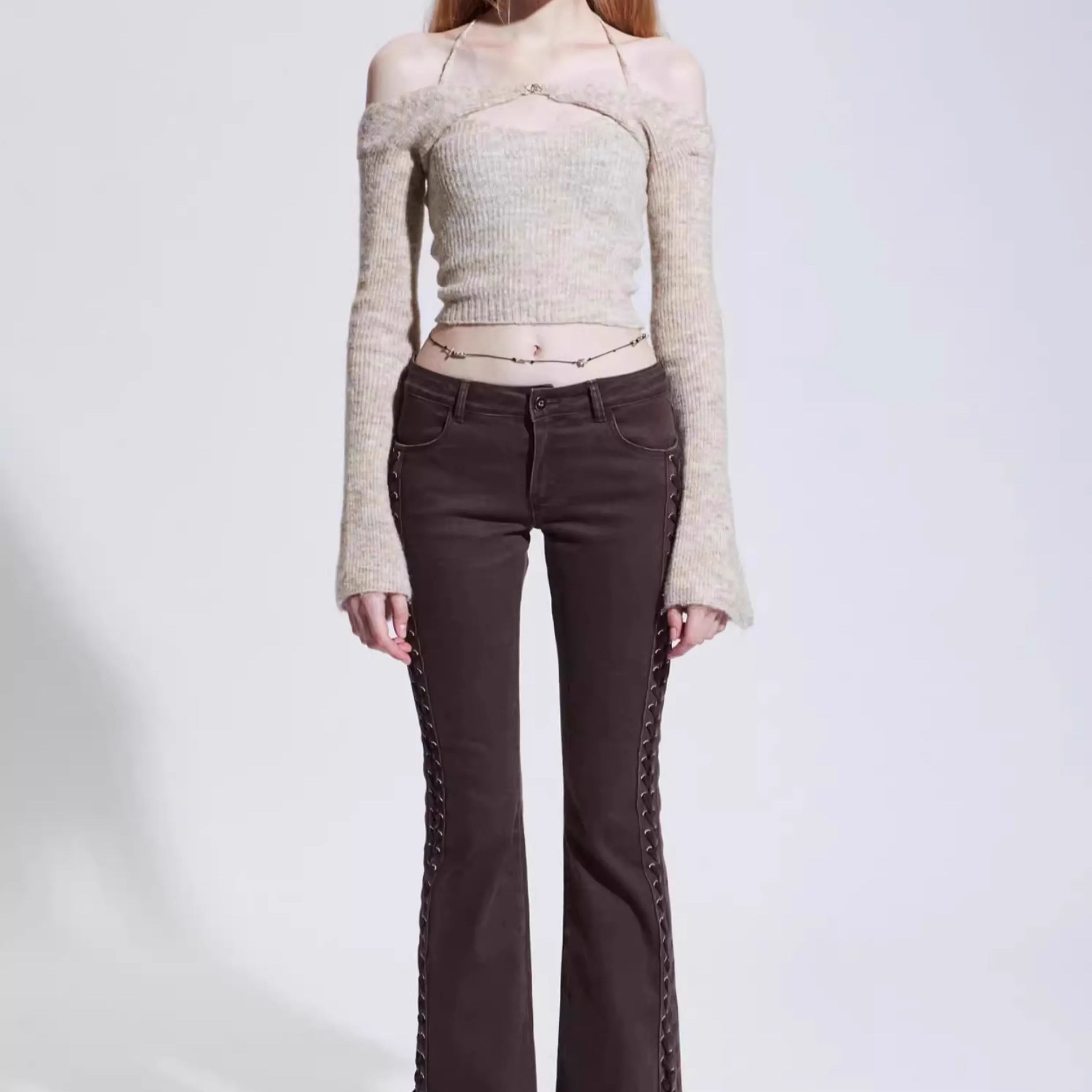 Aespa Winter Inspired Neck Halter Slim Fit Crop Top