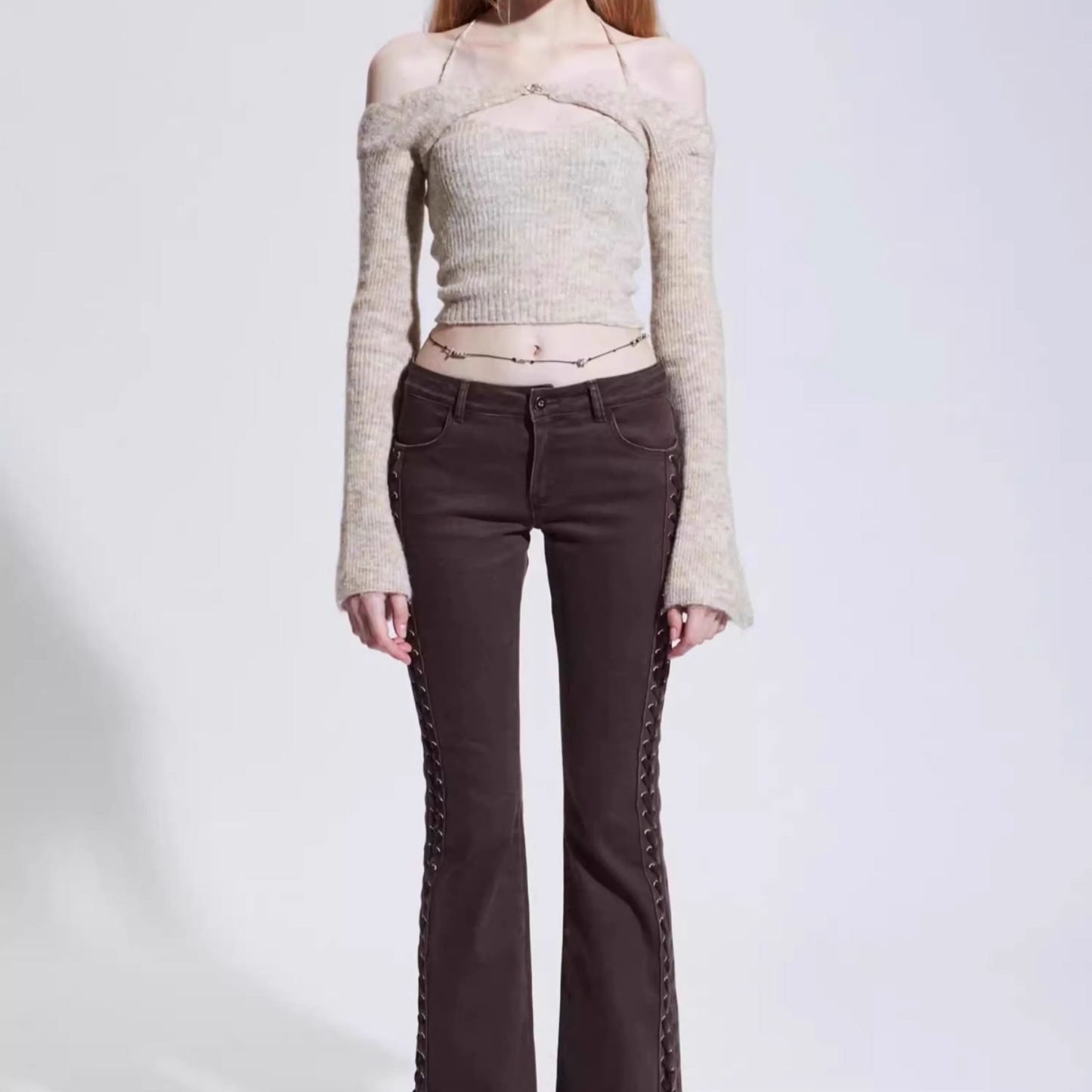 Aespa Winter Inspired Neck Halter Slim Fit Crop Top