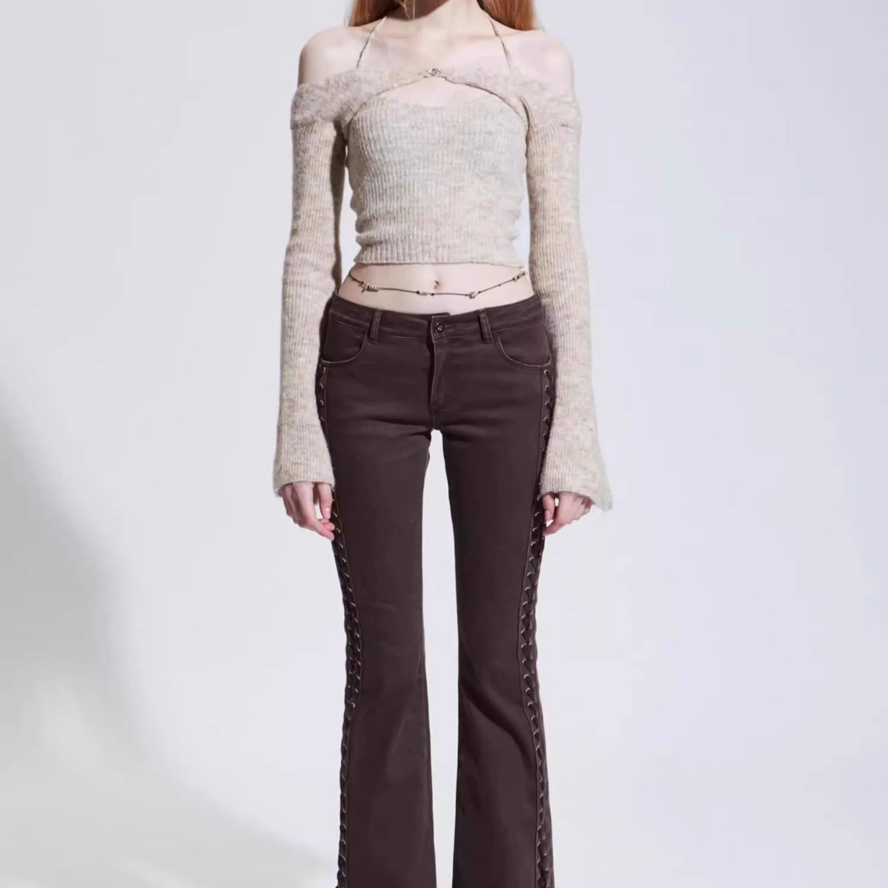 Aespa Winter Inspired Neck Halter Slim Fit Crop Top