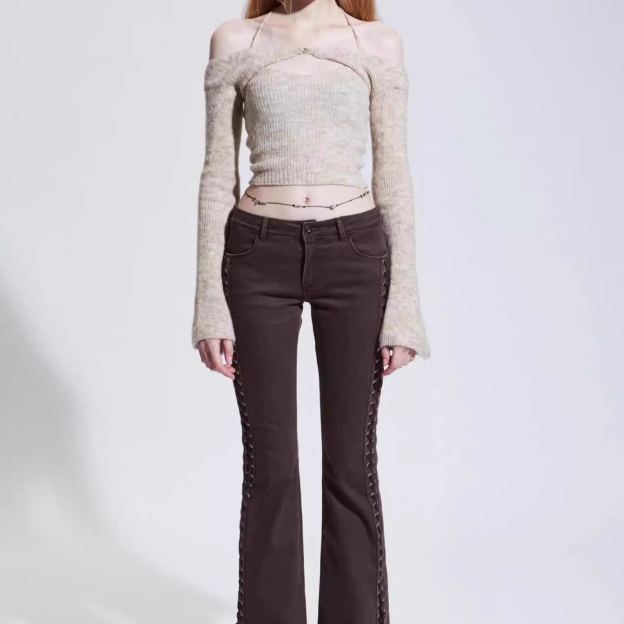 Aespa Winter Inspired Neck Halter Slim Fit Crop Top