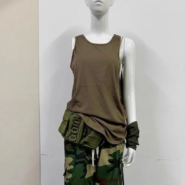 Aespa Giselle-Whiplash camouflage workwear tanks pant set