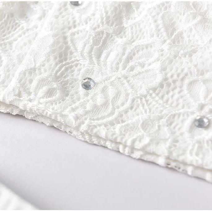 Blackpink Rose Inspired One Shoulder Lace Crop Top Pleated Skirt Set