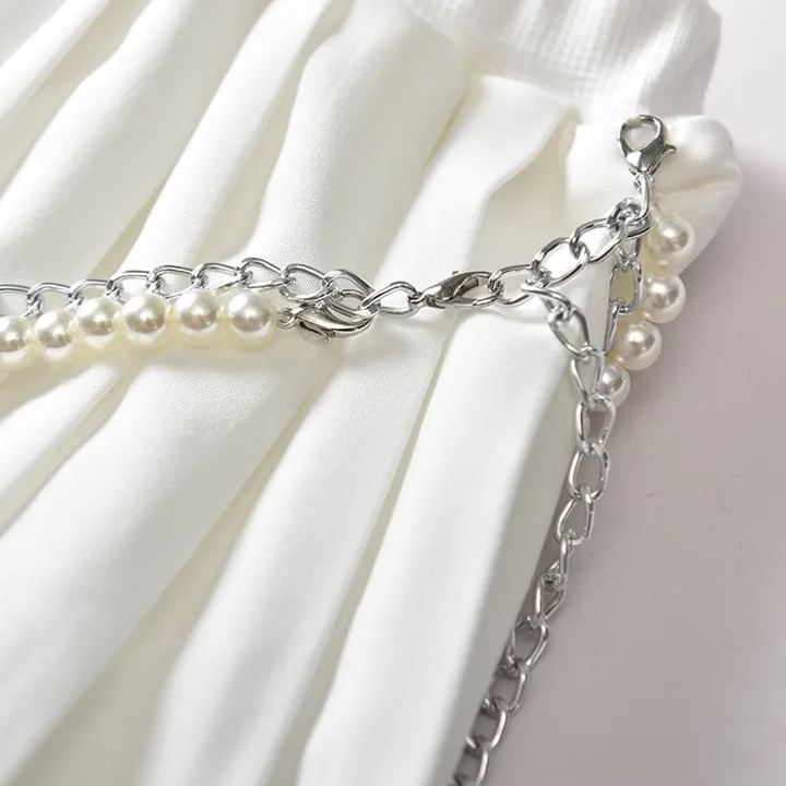 Blackpink Rose Inspired One Shoulder Lace Crop Top Pleated Skirt Set