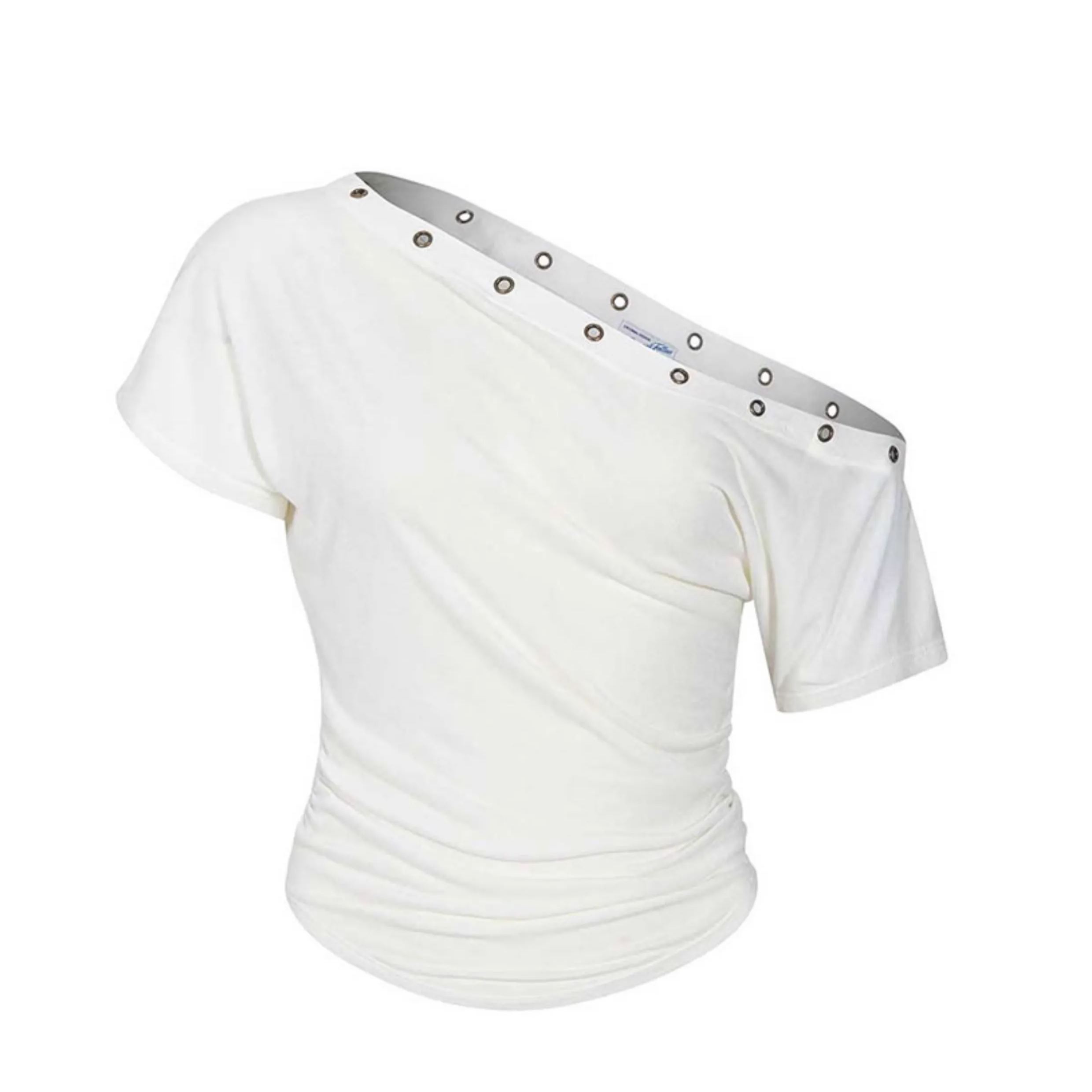 Aespa Winter Inspired Asymmetric Off-Shoulder Tee & Cargo Pants Set