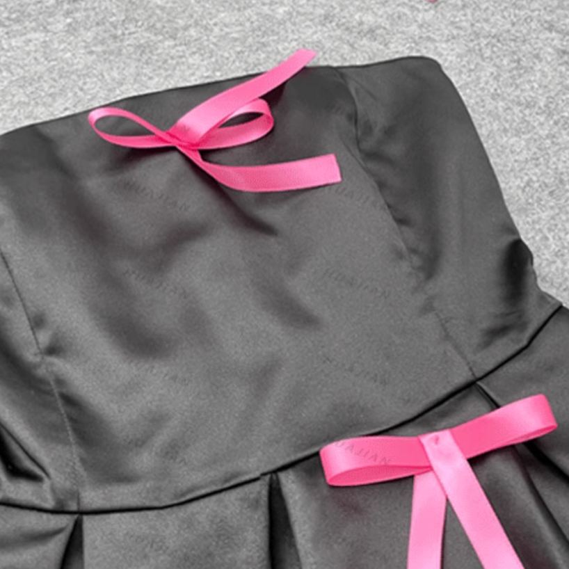 BLACKPINK Rosé Inspired Bustier Bow Fluffy Dress 