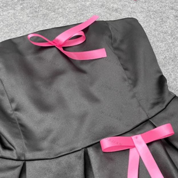 BLACKPINK Rosé Inspired Bustier Bow Fluffy Dress 