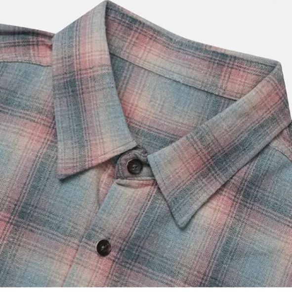 LE SSERAFIM Sakura& BABYMONSTER Ahyeon Inspired Colorblock Plaid Shirt