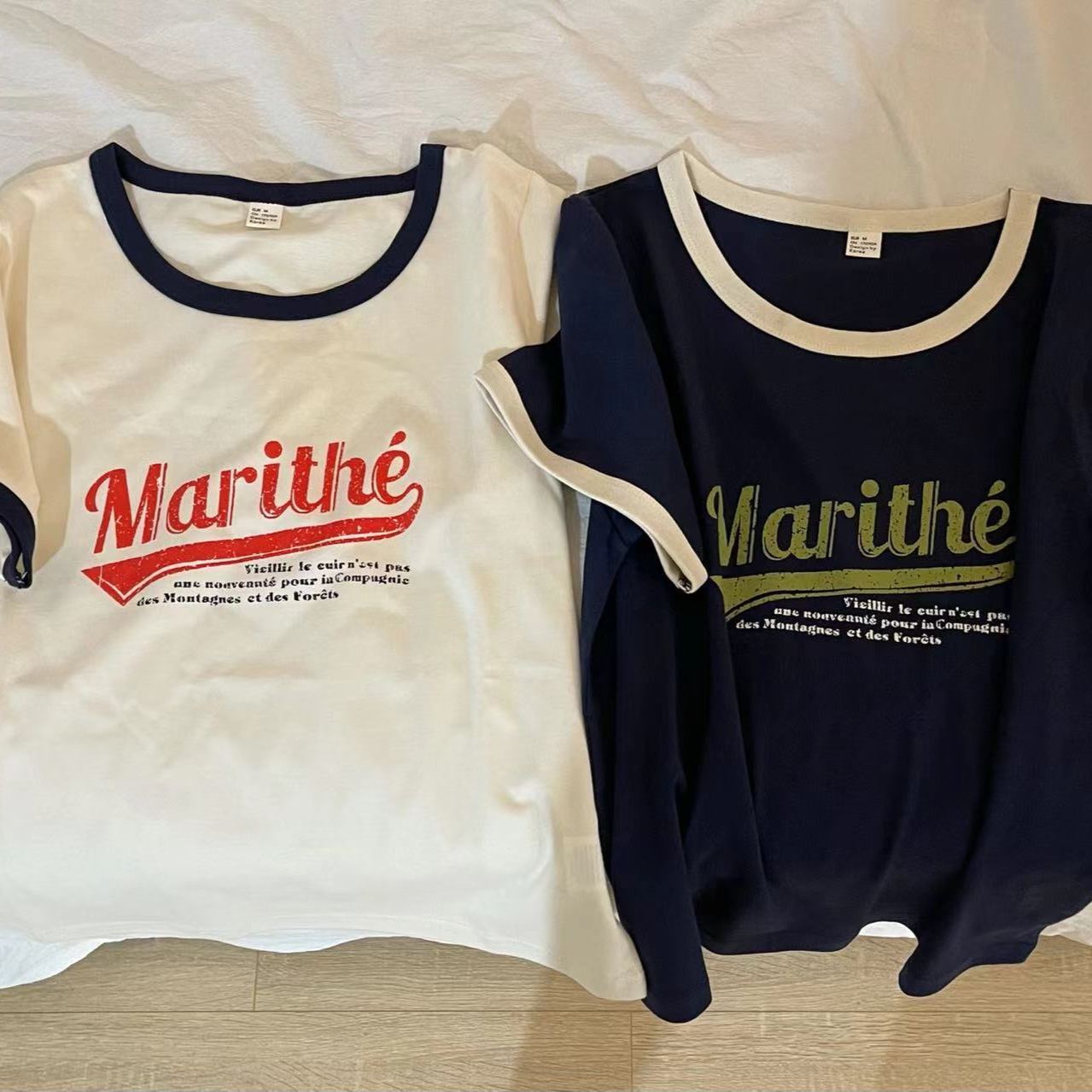 Red Velvet JOY Inspired Vintage Letter Print Short Sleeve Tee