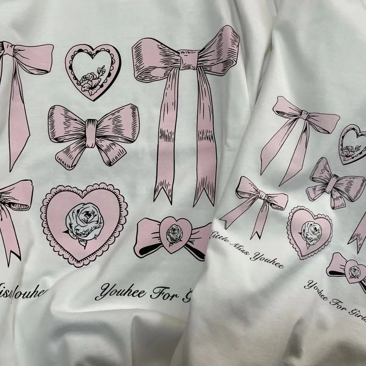 Red Velvet Joy Inspired Heart Bow Print Tee