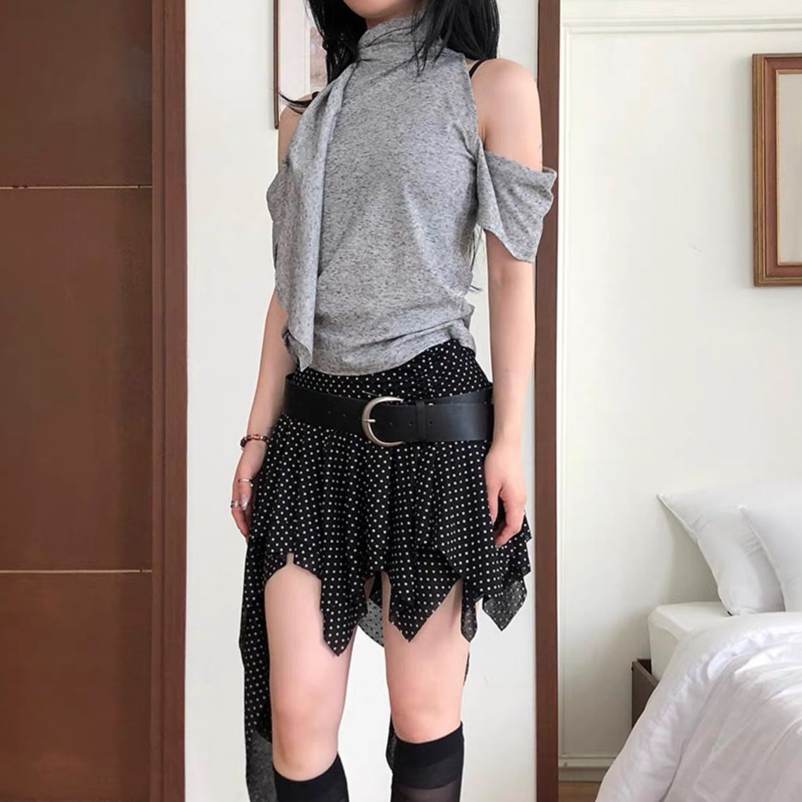 NMIXX Sullyoon Inspired Halter Open Shoulder Top