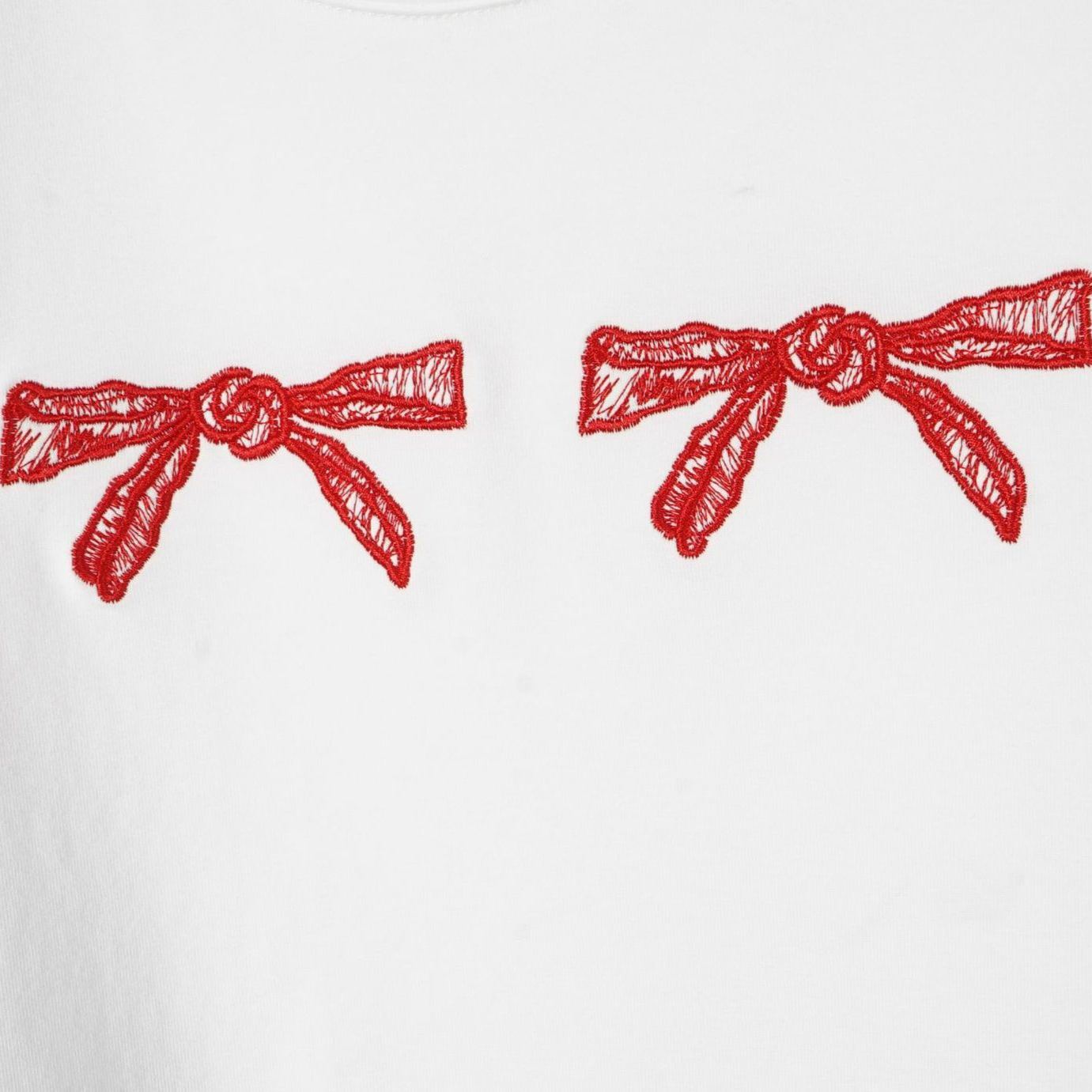 Sunmi & IVE Rei Inspired Red Bow Embroidered Tee