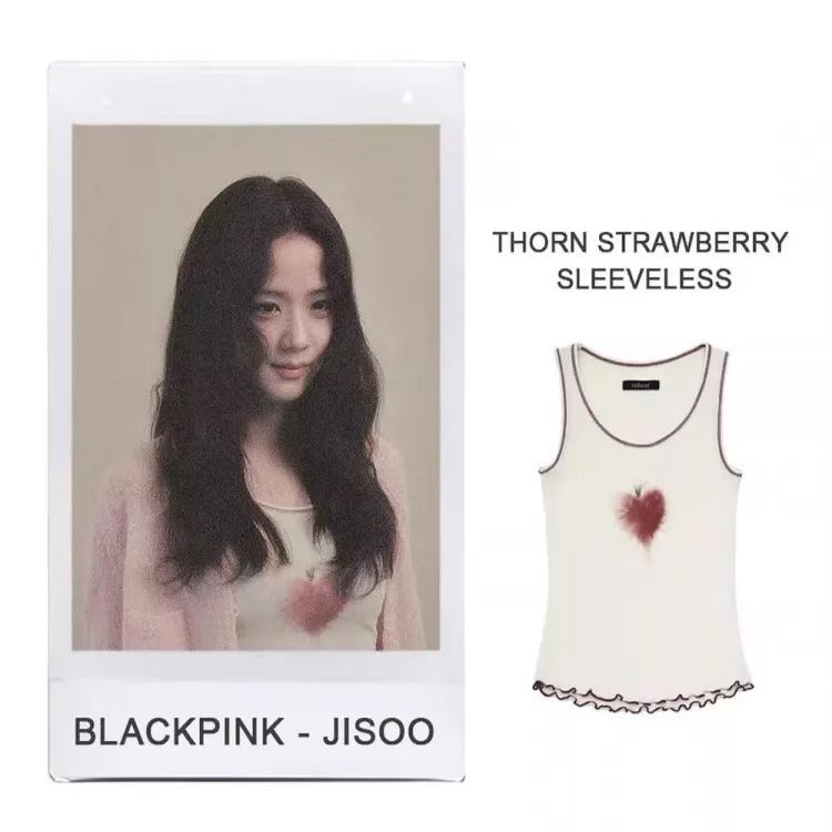 Blackpink Jisoo Inspired Thorn Strawberry Sleeveless Vest