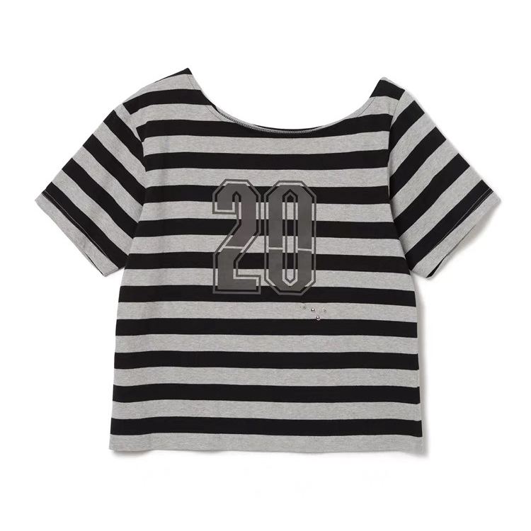 Gidle Miyeon Inspired Off-Shoulder Stripe T-Shirts