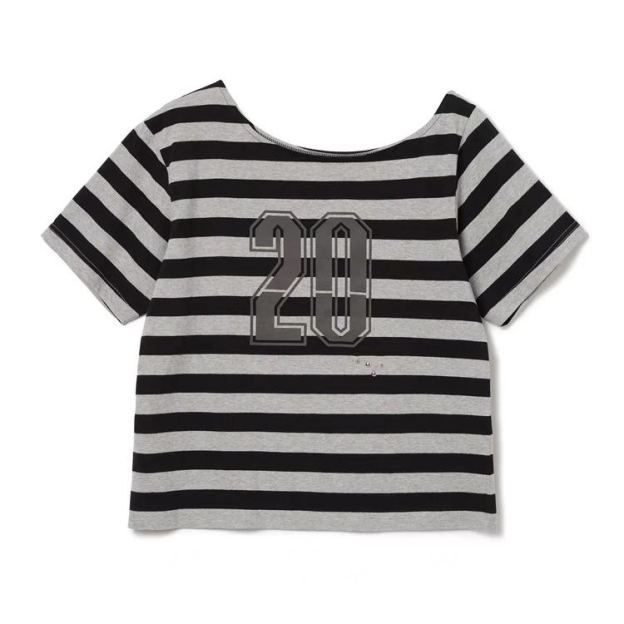 Gidle Miyeon Inspired Off-Shoulder Stripe T-Shirts