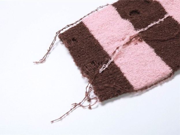Aespa Karina Inspired Pink-Brown Striped Sweater