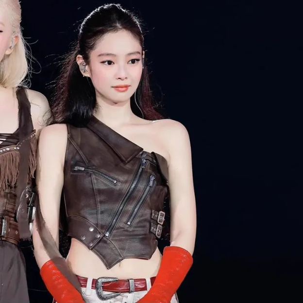 Blackpink Jennie Inspired Asymmetrical PU Leather Crop Top