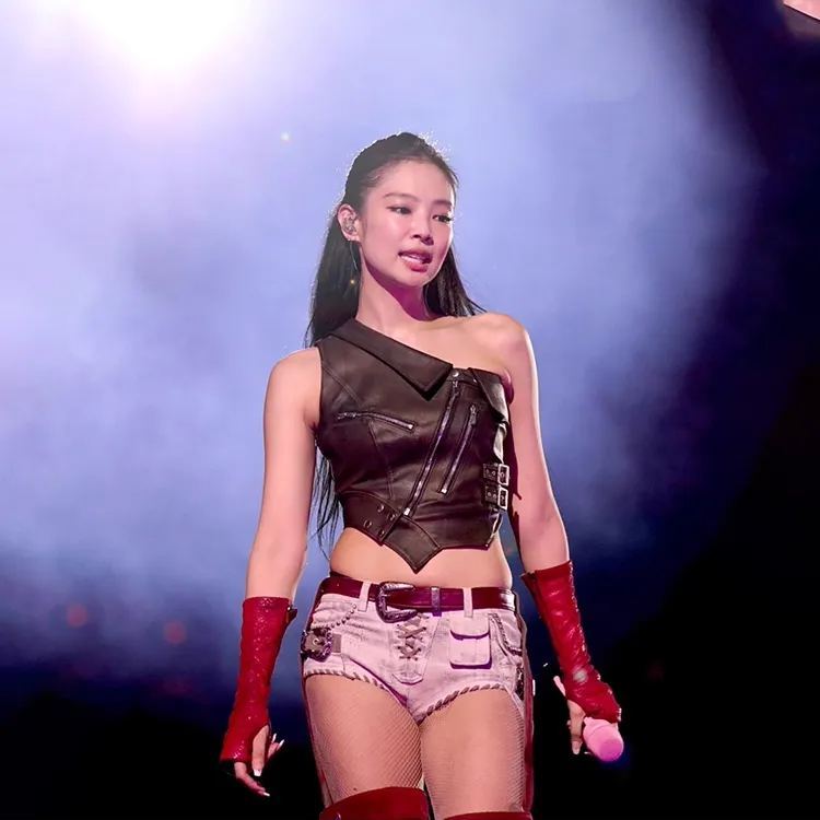 Blackpink Jennie Inspired Asymmetrical PU Leather Crop Top