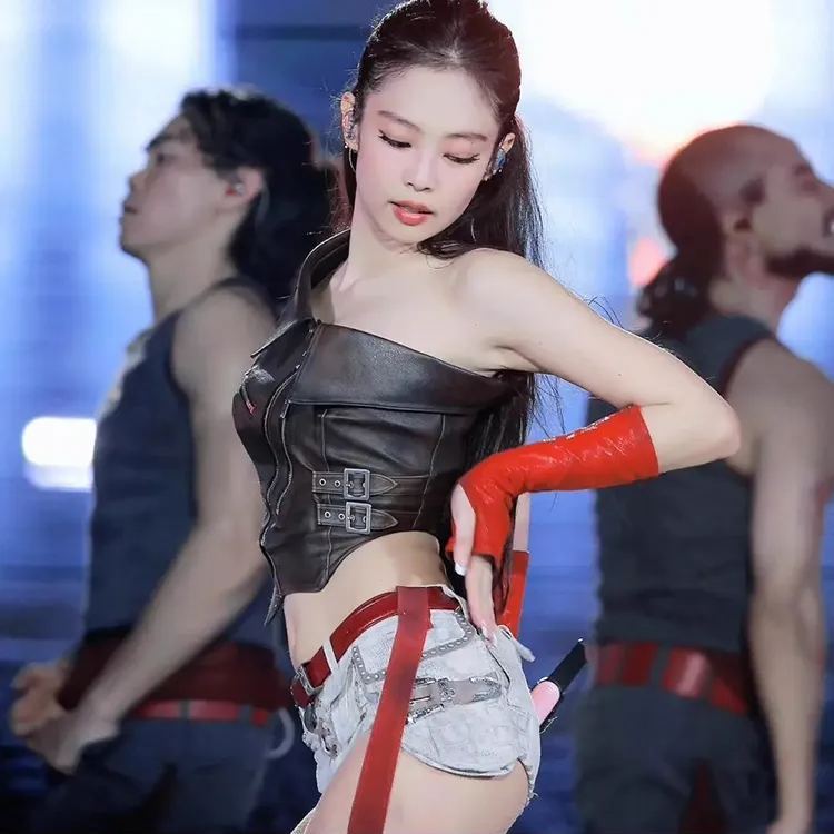 Blackpink Jennie Inspired Asymmetrical PU Leather Crop Top