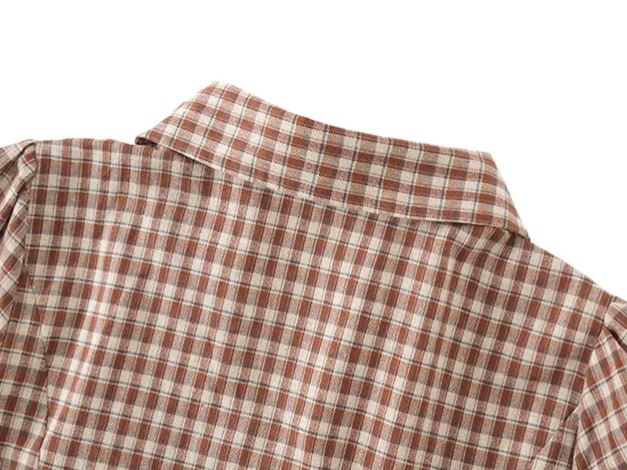GIDLE SHUHUA Inspired Retro Plaid Waist Cinching Shirt