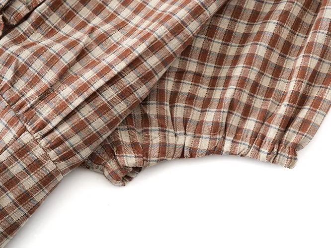 GIDLE SHUHUA Inspired Retro Plaid Waist Cinching Shirt