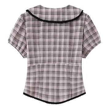 BLACKPINK Jisoo Inspired Plaid Doll Collar Short Sleeve Shirt
