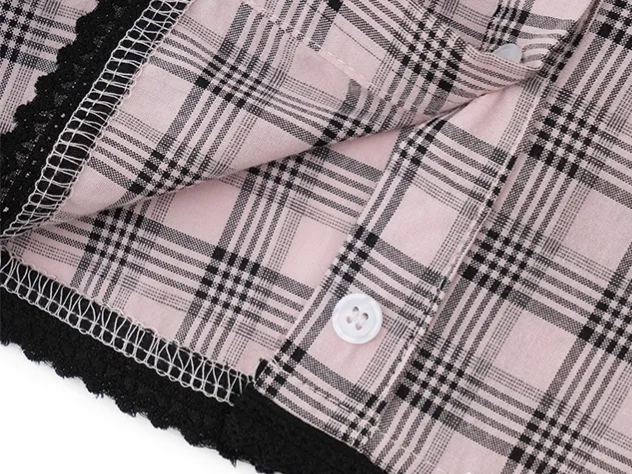 BLACKPINK Jisoo Inspired Plaid Doll Collar Short Sleeve Shirt