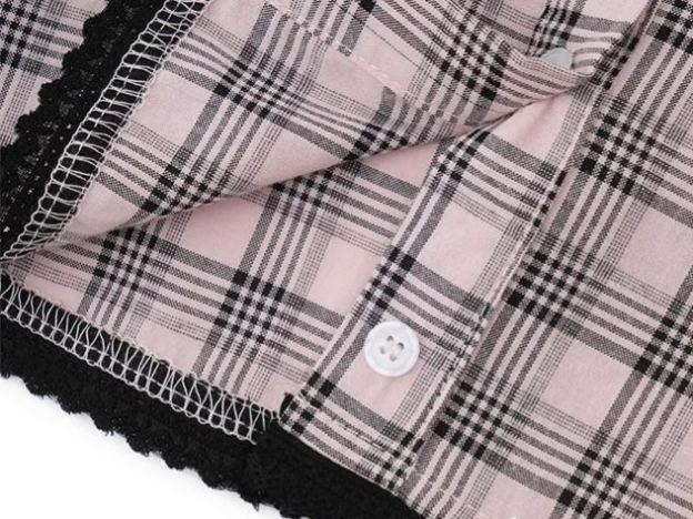 BLACKPINK Jisoo Inspired Plaid Doll Collar Short Sleeve Shirt