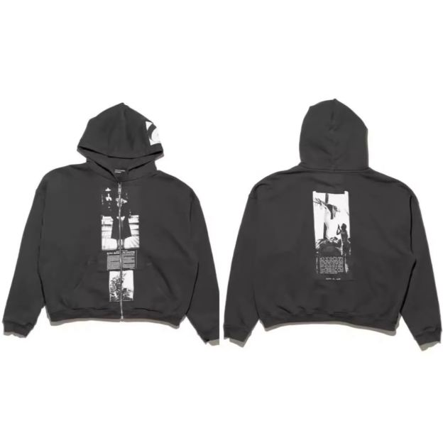 Distressed Artist Defend Loose Inspired Zip Up Hoodie