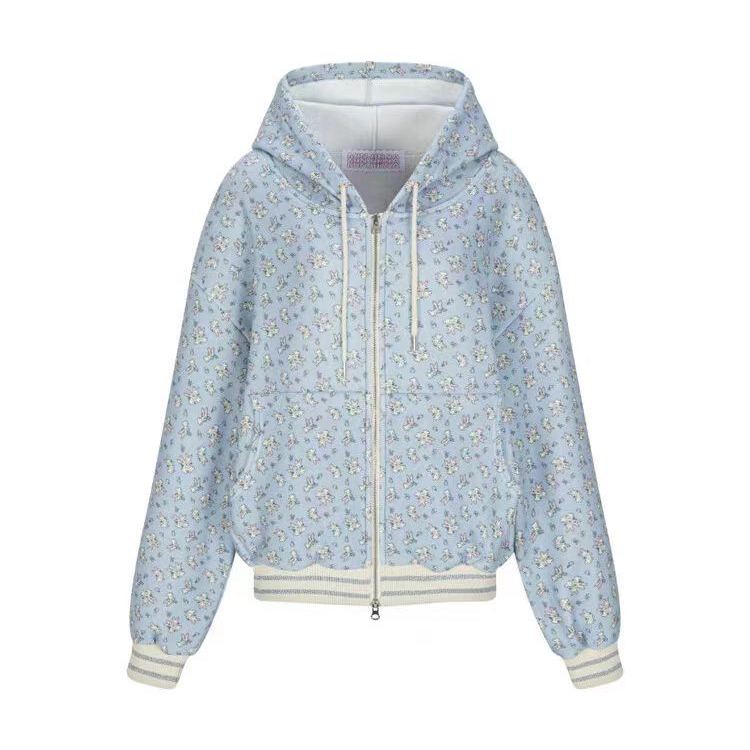 TWICE Nayeon&Illit Moka Inspired Rabbit Print Hooded Zip-up Jacket Pants Set